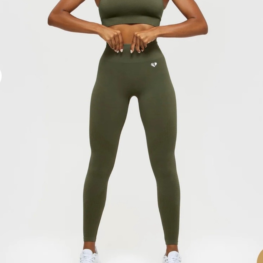 Women's Best - Power Seamless High Waisted Leggings - Olive Green - Size Medium